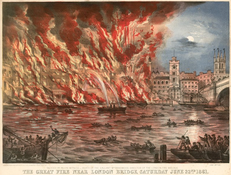 Suuri tulipalo lähellä London Bridgeä lauantaina 22. kesäkuuta 1861 tekijältä English School