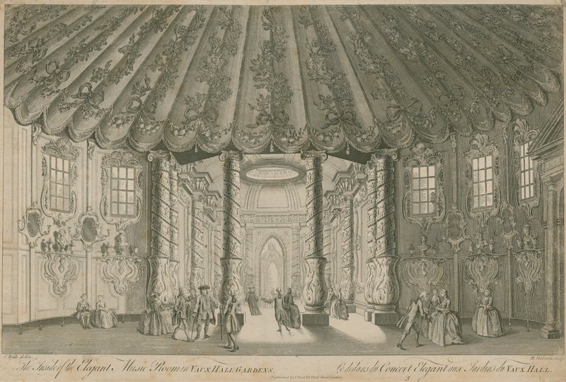 Elegantin musiikkihuoneen (Rotunda) sisäpuoli Vauxhall Gardensissa Lontoossa tekijältä English School