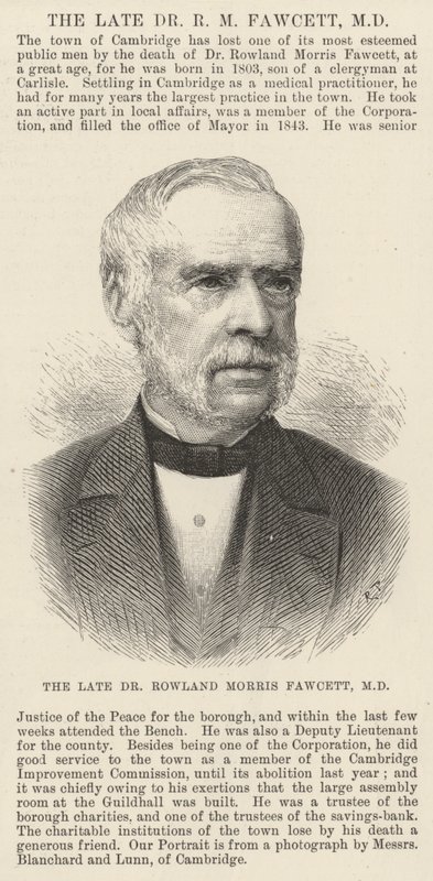 Edesmennyt tohtori Rowland Morris Fawcett, MD (kaiverrus) tekijältä English School