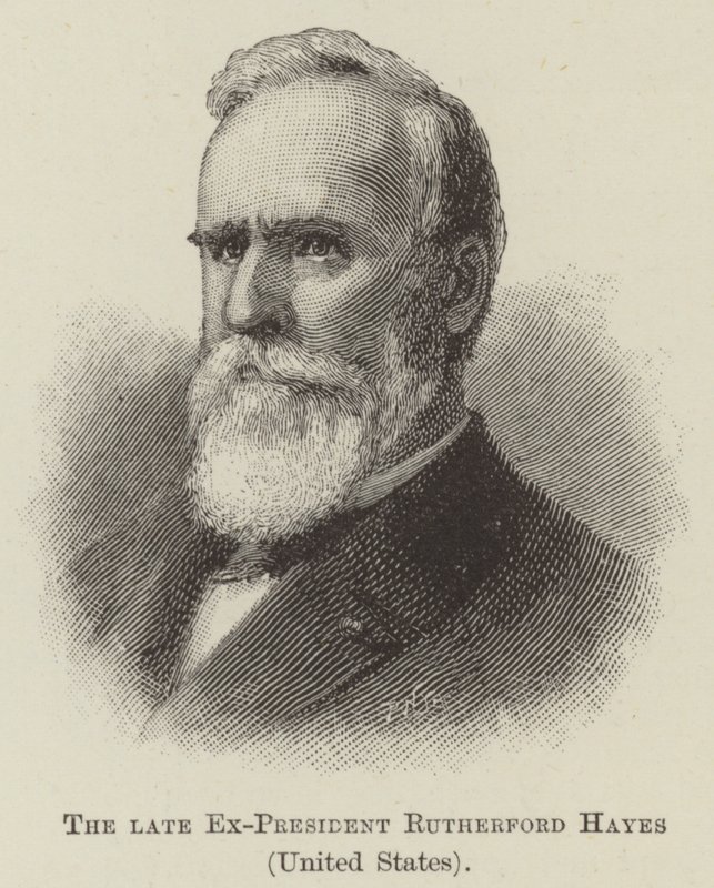 Edesmennyt entinen presidentti Rutherford Hayes, Yhdysvallat (kaiverrus) tekijältä English School