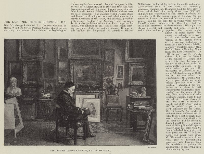Edesmennyt herra George Richmond, RA, studiossaan (kaiverrus) tekijältä English School