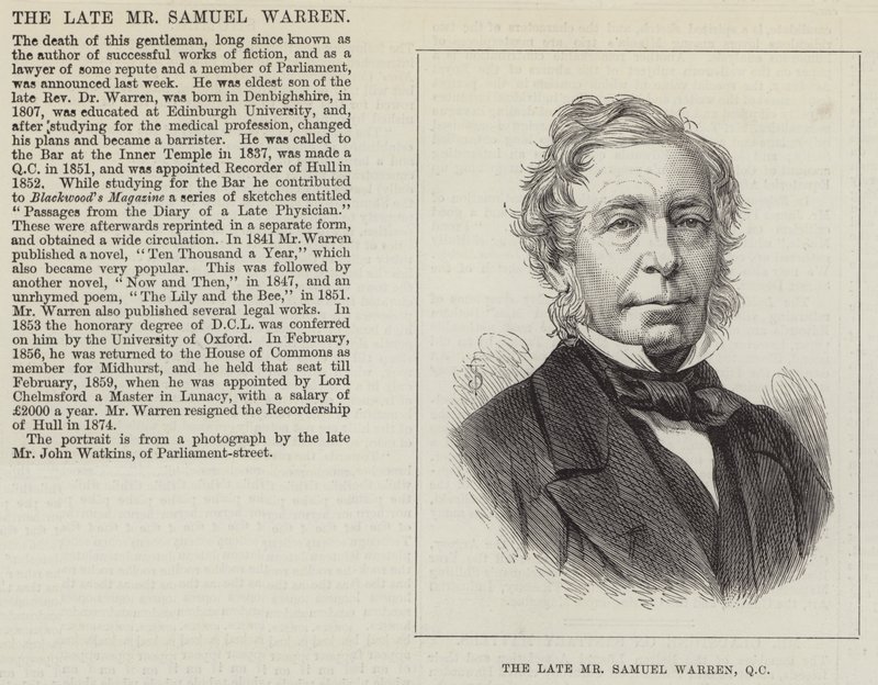 Edesmennyt herra Samuel Warren, QC (kaiverrus) tekijältä English School