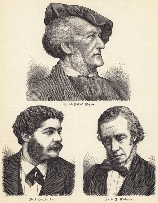 Edesmennyt Richard Wagner, Sir Arthur Sullivan, Sir G A Macfarren (kaiverrus) tekijältä English School