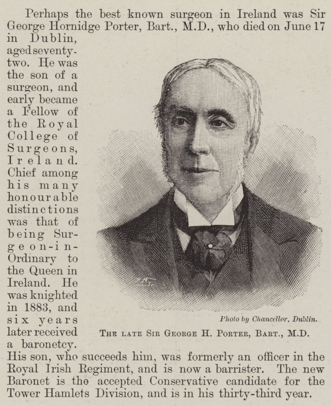 Edesmennyt Sir George H Porter, Baronet, MD (kaiverrus) tekijältä English School