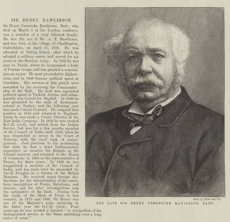 Edesmennyt Sir Henry Creswicke Rawlinson, Baronet (kaiverrus) tekijältä English School