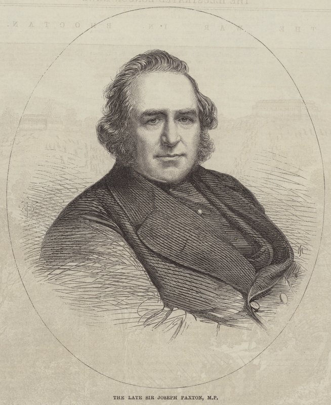 Edesmennyt Sir Joseph Paxton, MP (kaiverrus). tekijältä English School