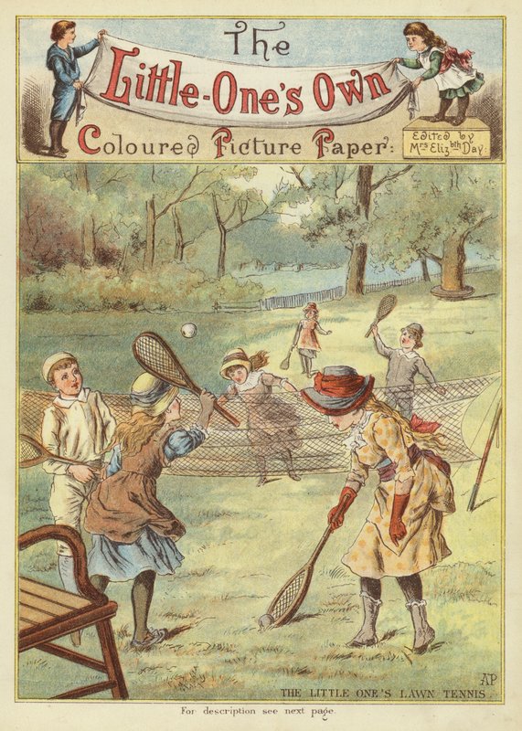Pienten nurmikkotennis (chromolitho) tekijältä English School