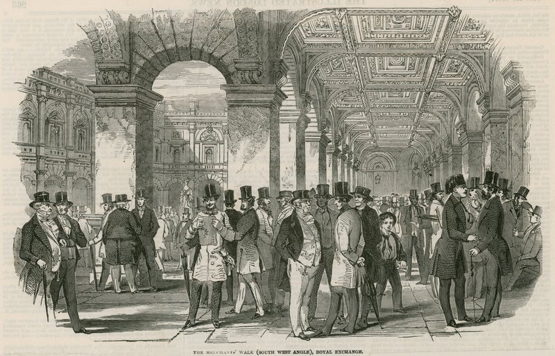 Kauppiaat kävelevät (lounaiskulma), Royal Exchange tekijältä English School