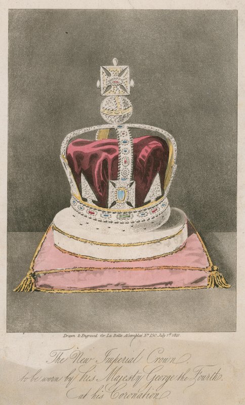 Uusi keisarillinen kruunu, jota Hänen Majesteettinsa George IV käyttää kruunajaisissaan tekijältä English School