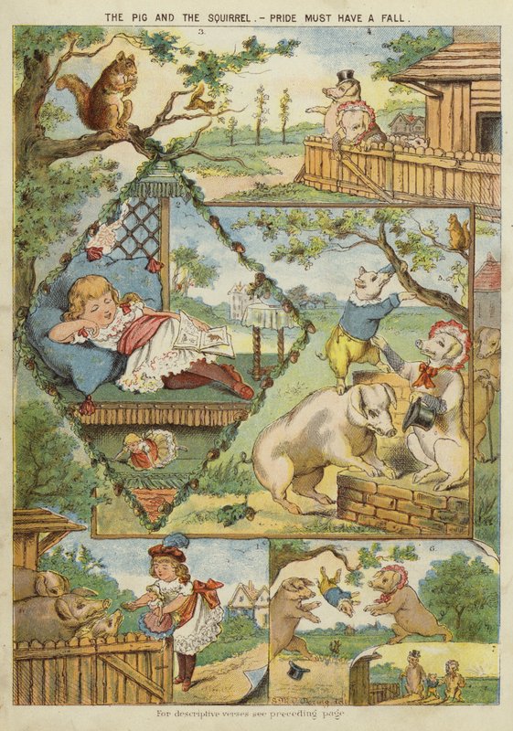 Possu ja orava - ylpeydellä täytyy olla putoaminen (chromolitho) tekijältä English School