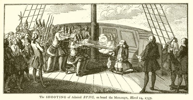 Admiral Byngin ampuminen Monarque-aluksella 14. maaliskuuta 1757 tekijältä English School