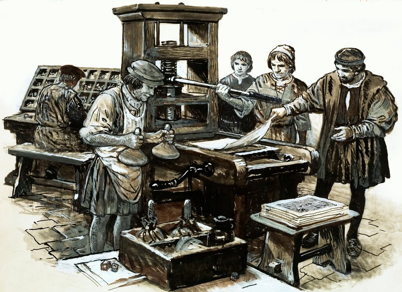 Kolmas Englannin painokone perustettiin St. Albansiin vuonna 1480 (guassi paperille) tekijältä English School