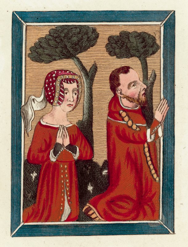 Thomas Beauchamp, Earl of Warwick, ja hänen vaimonsa Margaret (värillinen kaiverrus) tekijältä English School