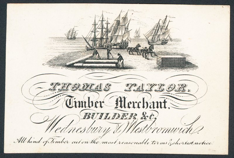 Thomas Taylor, puukauppias, rakentaja jne., kauppakortti tekijältä English School