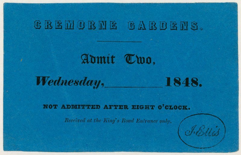 Lippu Cremorne Gardensiin Lontoossa, 1848 tekijältä English School
