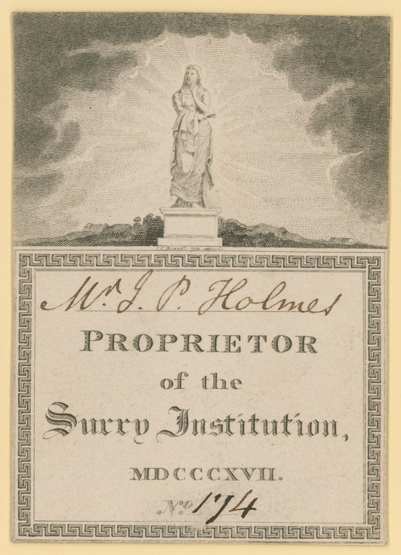 Lippu Surrey Institutionin omistajalle, päivätty 1817 tekijältä English School