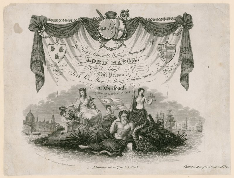 Pääsylippu Lord Mayors Entertainment -tapahtumaan 10. marraskuuta 1828 tekijältä English School
