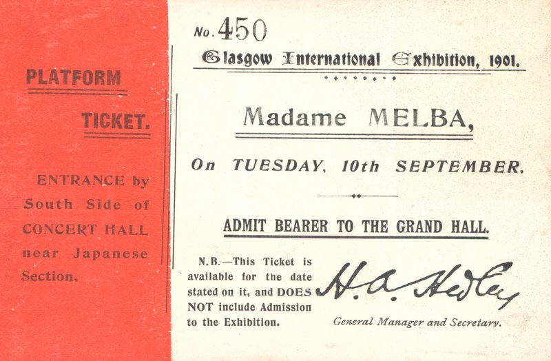 Lippu Nellie Melban kuulemiseen Glasgow