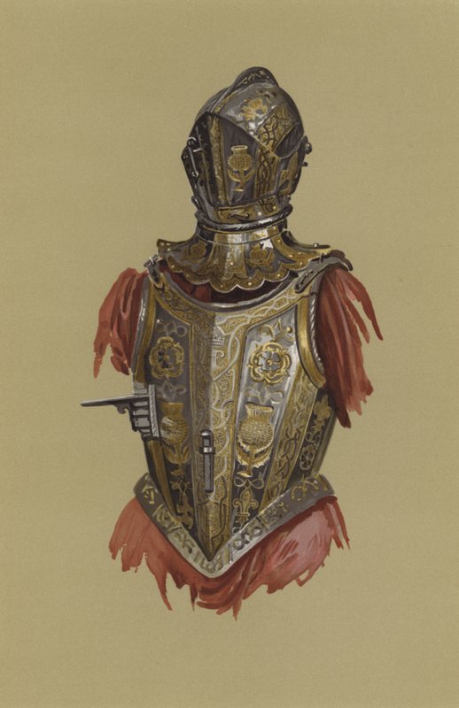 Henry Prince of Walesin kallistettava panssari (chromolitho) tekijältä English School