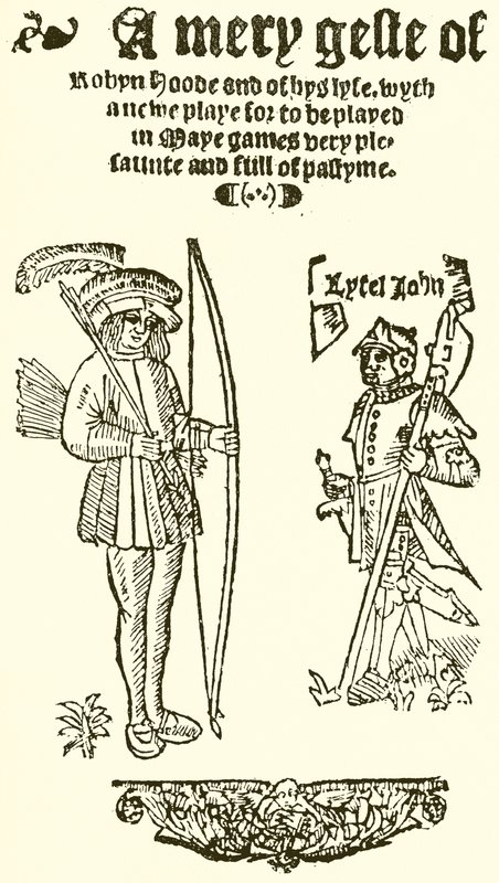 Robyn Hoodin iloinen esitys, 1550, otsikkosivu tekijältä English School