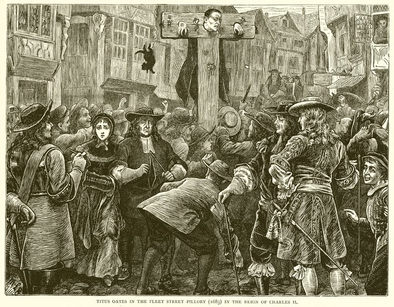 Titus Oates Fleet Street Pilloryssa (1685) Kaarle II:n hallituskaudella tekijältä English School