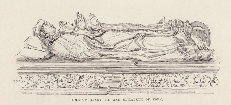 Henrik VII:n ja Yorkin Elisabetin hauta (litografia) tekijältä English School