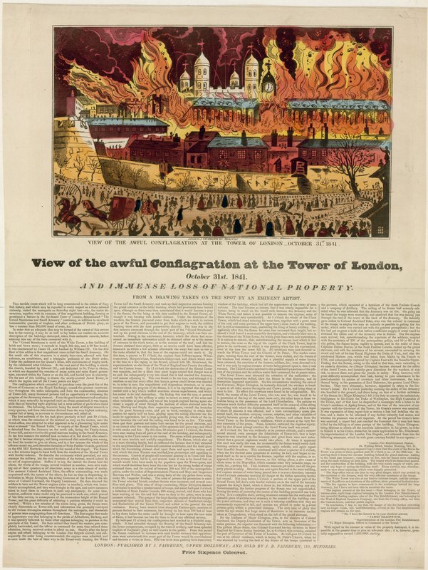 Tower of London Fire, 1841 tekijältä English School