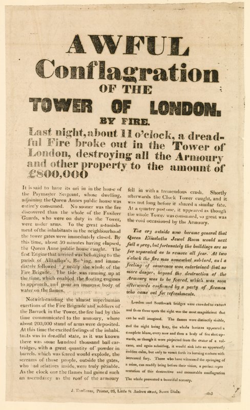 Tower of London Fire, 1841 tekijältä English School