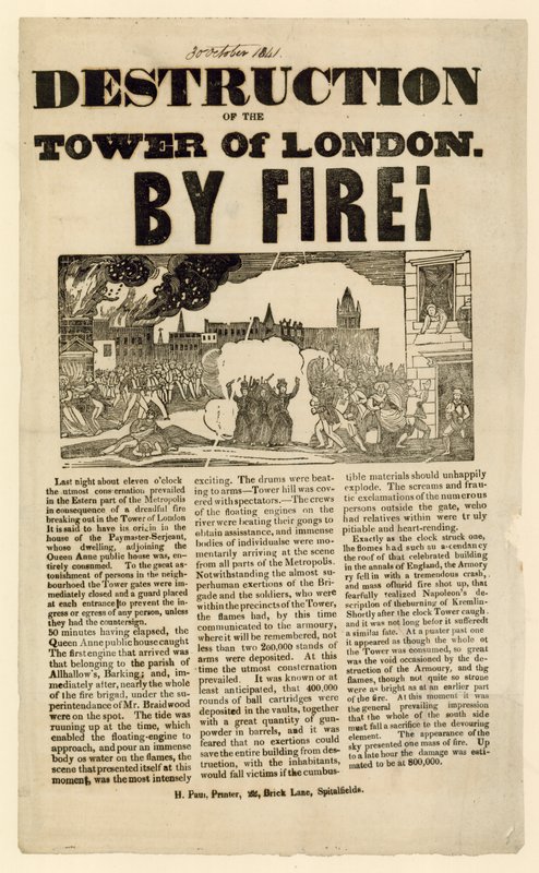 Tower of London Fire, 1841 tekijältä English School