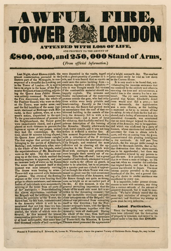 Tower of London Fire, 1841 tekijältä English School