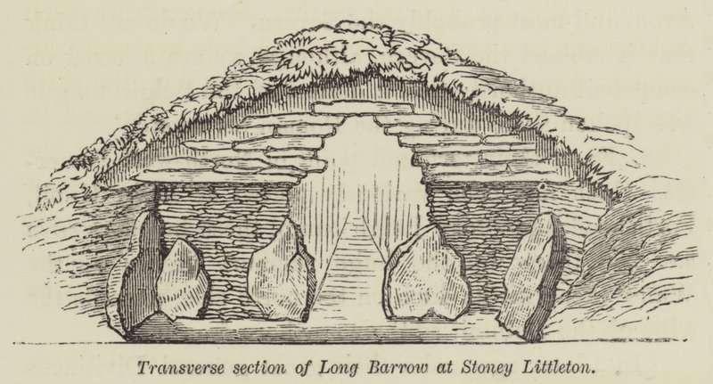 Stoney Littletonin pitkän röykkiön poikkileikkaus (kaiverrus). tekijältä English School
