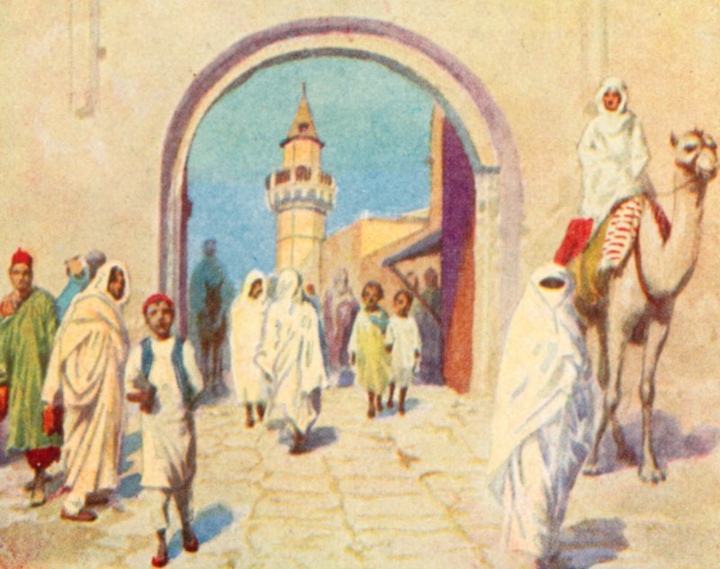 Tripoli, kaupungin portti (värilitografia) tekijältä English School