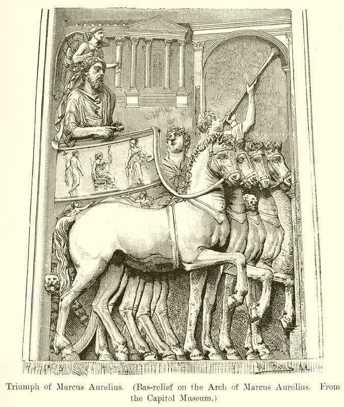 Marcus Aureliuksen voitto. (Kohokuva Marcus Aureliuksen kaarelle. Capitol-museosta) tekijältä English School