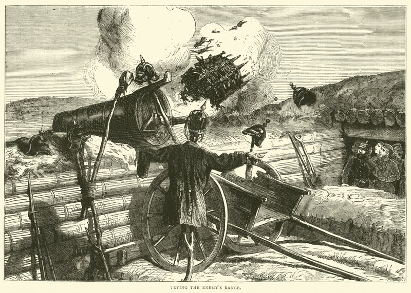 Kokeillaan vihollisen laukaisua, lokakuu 1870 tekijältä English School