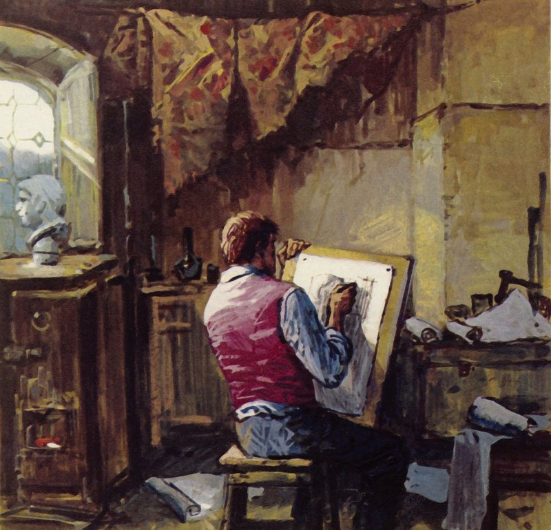 Van Gogh jätti lähetystyönsä kaivoksille ja aloitti piirtämisen Brysselissä tekijältä English School
