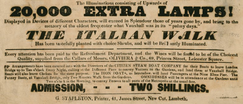 Vauxhall Gardens, Lontoo: Italian kävelymatka tekijältä English School