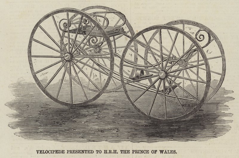 Velocipede esitettiin Walesin prinssille HRH:lle (kaiverrus) tekijältä English School