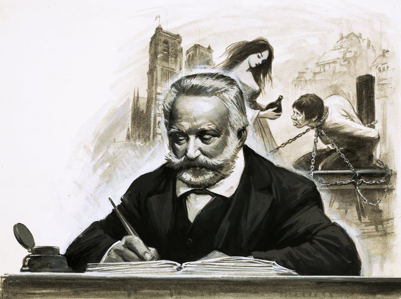 Victor Hugo kirjoittaa romaaniaan Notre Dame de Paris tekijältä English School