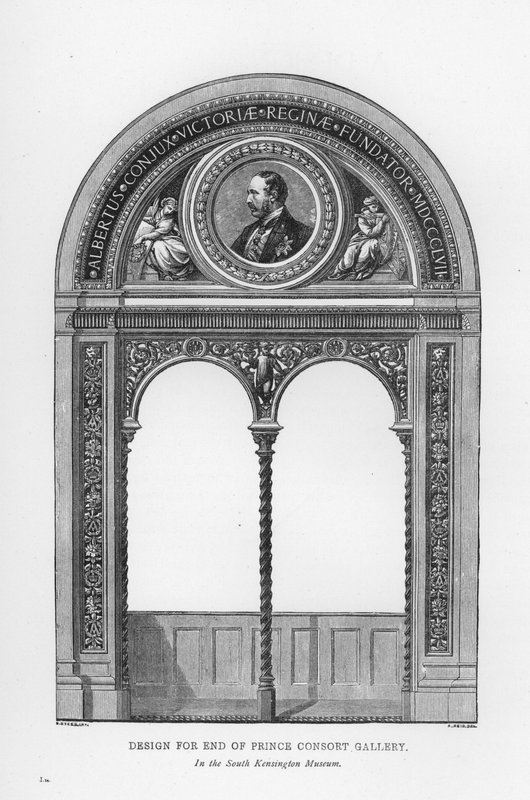 Victoria and Albert Museum: Design for End of Prince Consort Gallery (kaiverrus) tekijältä English School