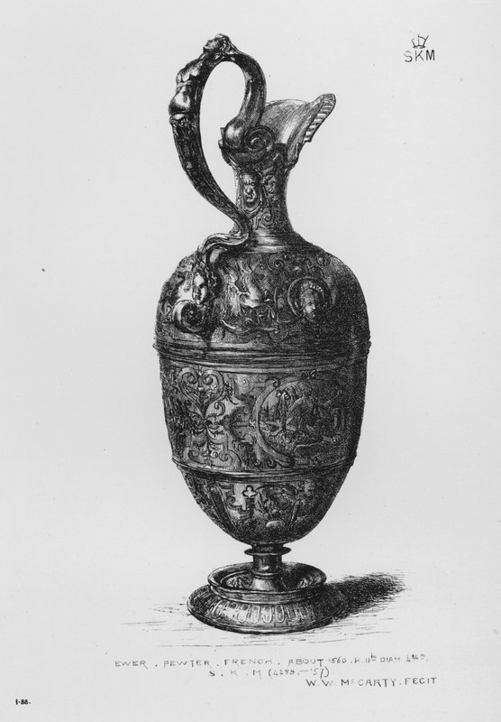 Victoria and Albert Museum: Ewer, tina, ranska, noin 1560 tekijältä English School