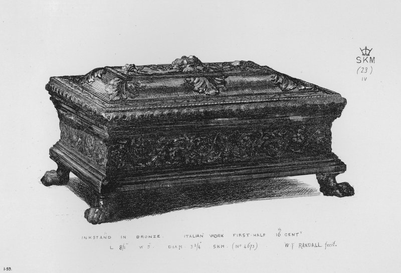 Victoria & Albert Museum: Pronssimusteteline, italialainen työ, 1500-luvun ensimmäinen puolisko (kaiverrus) tekijältä English School
