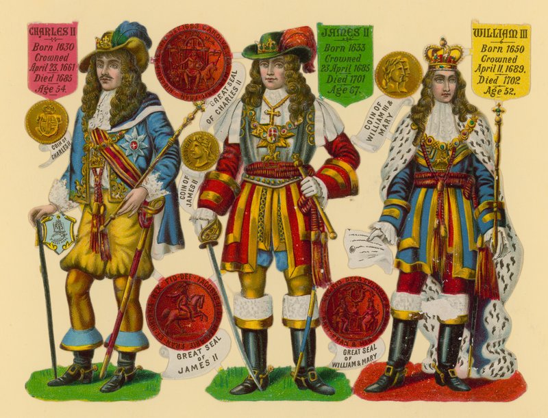 Viktoriaaninen romu: Kuningas Kaarle II, kuningas Jaakko II, kuningas Vilhelm III. tekijältä English School