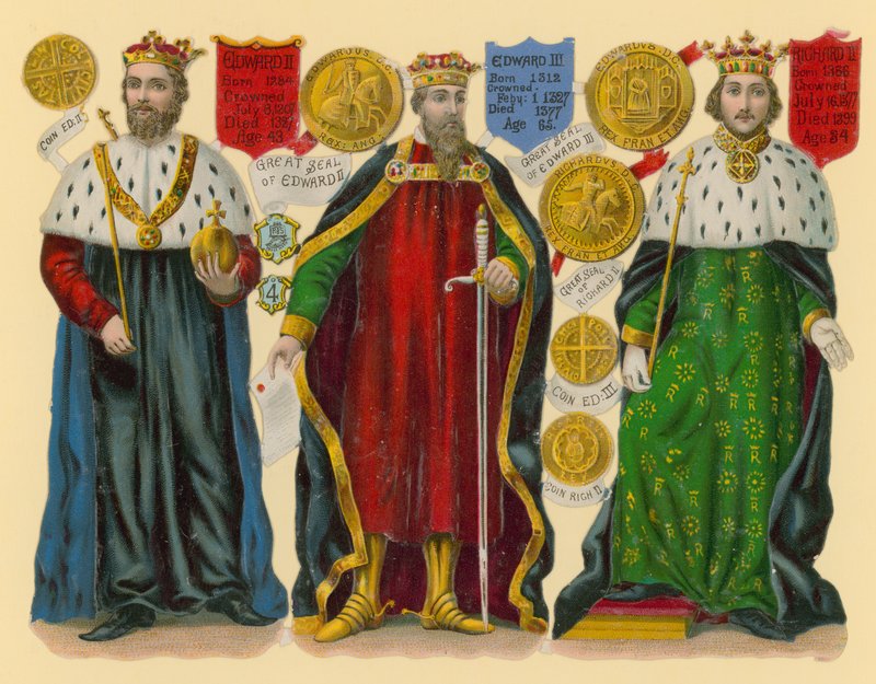 Viktoriaaninen romu: kuningas Edward II, kuningas Edward III, kuningas Richard II tekijältä English School