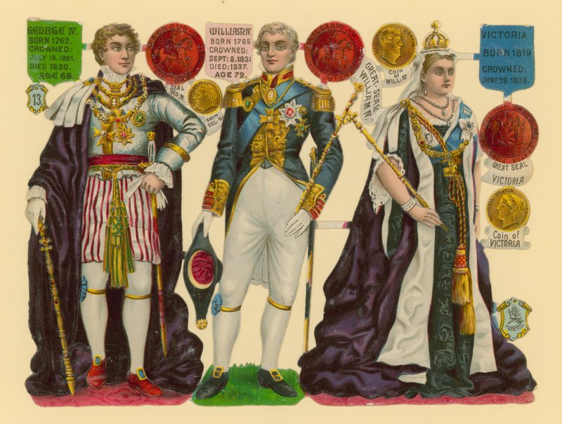 Viktoriaaninen romu: kuningas George IV, kuningas Vilhelm IV, kuningatar Victoria tekijältä English School