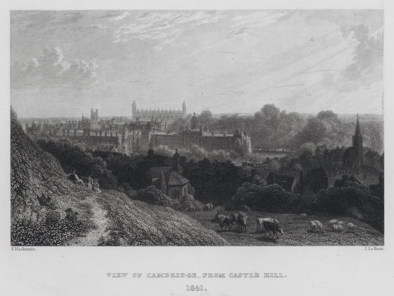 Näkymä Cambridgeen Castle Hilliltä (kaiverrus) tekijältä English School