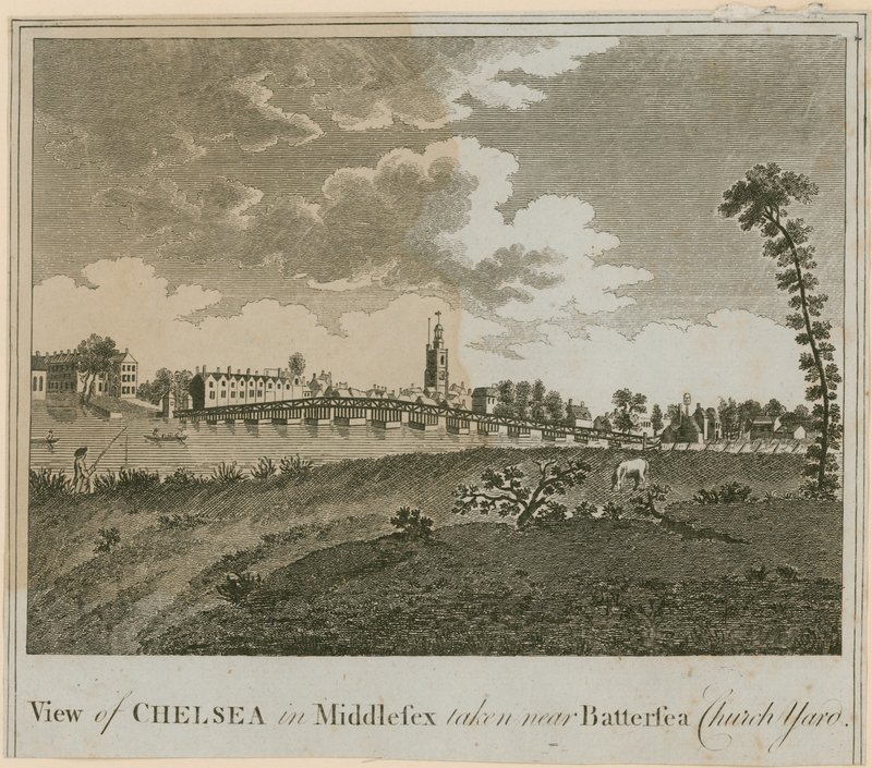 Näkymä Chelseasta Middlesexissä lähellä Battersea Church Yardia tekijältä English School
