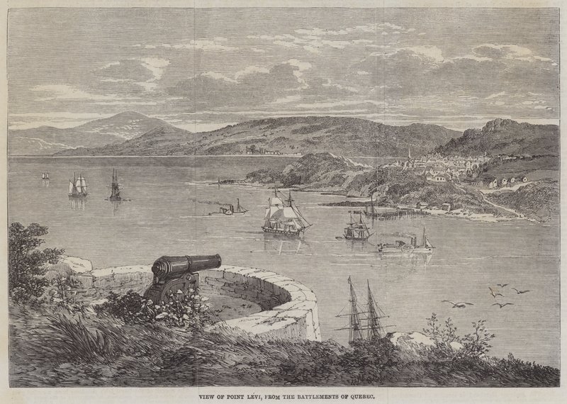 Näkymä Point Leville, Quebecin taisteluista (kaiverrus) tekijältä English School