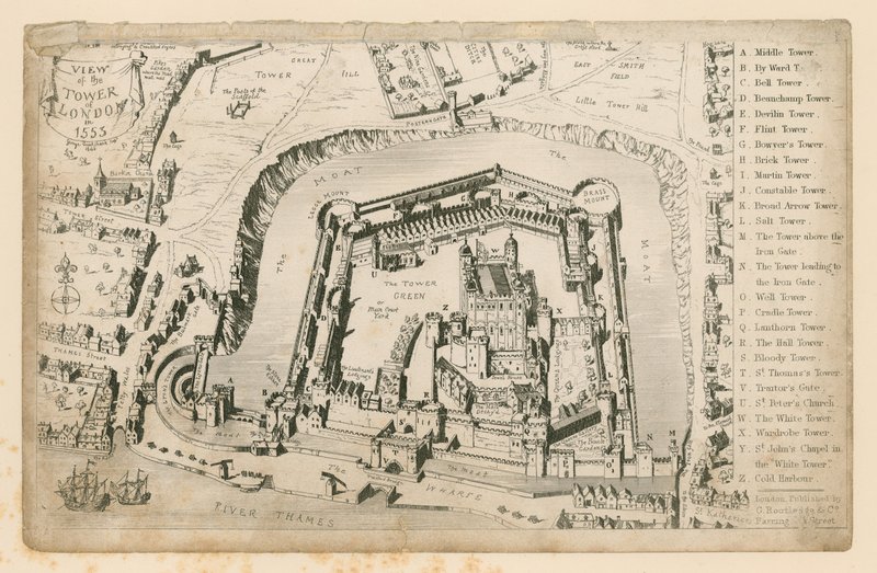 Näkymä Lontoon Towerista vuonna 1553 tekijältä English School