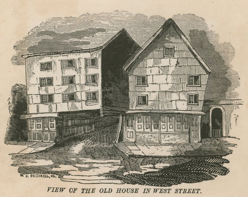 Näkymä vanhasta talosta West Streetillä, Lontoossa, entinen Red Lion Inn, Chick Lane, joskus Jonathan Wildin asuinpaikka tekijältä English School