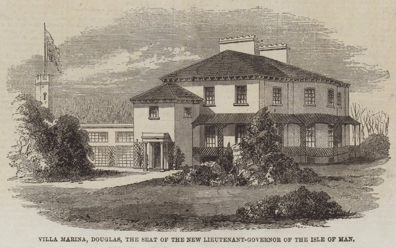 Villa Marina, Douglas, Mansaaren uuden luutnantti-kuvernöörin kotipaikka (kaiverrus) tekijältä English School